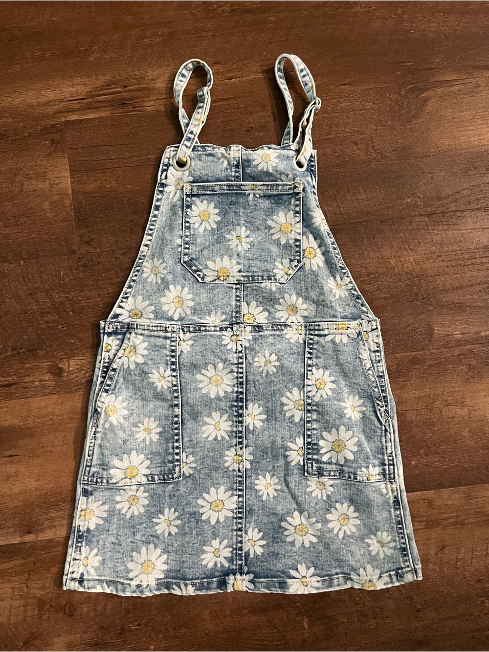 Cat & Jack Light Blue Daisy Denim Overall Dress
